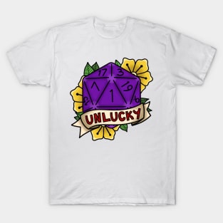 ‘Unlucky’ D20 Dice Roll T-Shirt